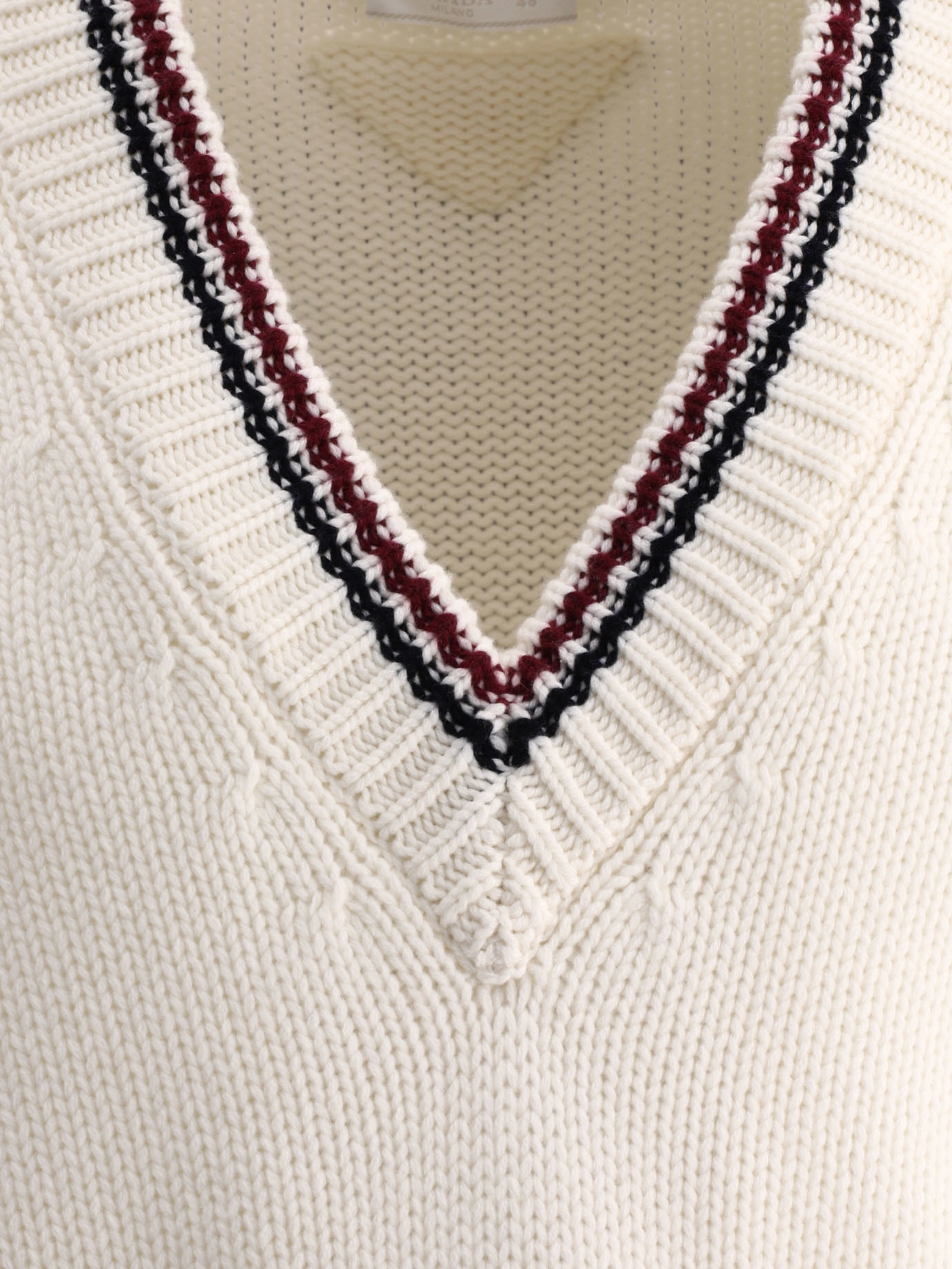 PRADA White V-neck cashmere sweater